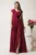 Rochie DY Fashion lunga bordo in clos din voal cu volanas la bust si crapatura pe picior