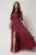 Rochie DY Fashion lunga magenta din voal in clos cu crapatura pe picior