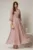 Rochie DY Fashion lunga roz din voal cu fir lurex