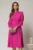 Rochie DY Fashion magenta din triplu voal cu guler tunica si nasturi tip floare