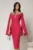 Rochie DY Fashion magenta midi cu manecile lungi crapate si aplicatii la bust