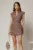 Rochie DY Fashion maro din tweed subtire cu fir lurex si guler ascutit