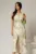 Rochie DY Fashion midi alba cu imprimeuri din in cu nasturi pe bust fara maneci