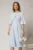Rochie DY Fashion midi bleu cu maneci evazate si funde pe bust