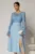 Rochie DY Fashion midi bleu de ocazie cu voal la bust