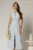 Rochie DY Fashion midi bleu din in cu nasturi pe bust fara maneci