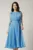 Rochie DY Fashion midi bleu din voal in clos cu funde la umeri