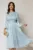 Rochie DY Fashion midi bleu din voal peliculizat cu maneci ample