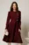 Rochie DY Fashion midi bordo cu nasturi si volanase la bust