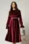 Rochie DY Fashion midi bordo din catifea cu perle pe talie