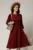 Rochie DY Fashion midi bordo din tricot cu nasturi decorativi pe talie