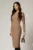Rochie DY Fashion midi conica bej office cu nervuri