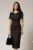 Rochie DY Fashion midi conica neagra cu guler ascutit si curea in talie