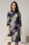 Rochie DY Fashion midi cu imprimeu albastru cu guler tip camasa