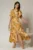 Rochie DY Fashion midi cu imprimeu galben mustar din voal satinat