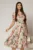 Rochie DY Fashion midi cu imprimeu kaki in clos din triplu voal cu nasturi la bust si curea in talie