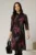 Rochie DY Fashion midi cu imprimeu negru si mov cu guler tip camasa