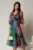 Rochie DY Fashion midi din organza cu imprimeuri verde fucsia
