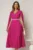Rochie DY Fashion midi fucsia cu maneci lungi crapate si aplicatii in talie