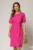 Rochie DY Fashion midi fucsia cu nod in talie si adaos de viscoza