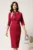 Rochie DY Fashion midi fucsia din stofa conica cu pliuri pe bust si curea in talie