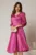 Rochie DY Fashion midi fucsia din tafta cu maneci din voal cu lurex