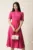 Rochie DY Fashion midi fucsia in clos din triplu voal cu nasturi la bust si curea in talie