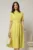 Rochie DY Fashion midi galben lime in clos din triplu voal cu nasturi la bust si curea in talie
