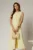 Rochie DY Fashion midi galbena din in cu nasturi pe bust fara maneci