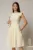 Rochie DY Fashion midi galbena din poplin in clos cu volane la umeri