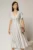 Rochie DY Fashion midi gri cu guler ascutit si maneci scurte cu nasturi