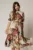 Rochie DY Fashion midi imprimeu floral rosu cu guler ascutit si maneci bufante