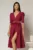 Rochie DY Fashion midi magenta cu cordon cu pene si perle in talie