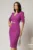 Rochie DY Fashion midi magenta cu maneci lalea si accesoriu talie