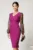 Rochie DY Fashion midi magenta din stofa conica cu maneci din dantela