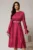 Rochie DY Fashion midi magenta din voal satinat in clos cu perle in talie