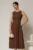 Rochie DY Fashion midi maro din bumbac cu nasturi si cusaturi pe talie