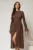 Rochie DY Fashion midi maro din tulle fin in clos cu crapatura pe picior
