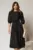 Rochie DY Fashion midi neagra cu buline si funda ampla pe umar