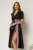 Rochie DY Fashion midi neagra de ocazie cu floare mov in talie