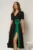 Rochie DY Fashion midi neagra de ocazie cu floare verde in talie