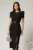 Rochie DY Fashion midi neagra de ocazie cu umeri bufanti si cordon detasabil