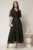 Rochie DY Fashion midi neagra din voal cu fir lurex