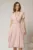 Rochie DY Fashion midi roz cu decolteu petrecut si curea in talie