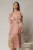 Rochie DY Fashion midi roz cu manecile suprapuse si decolteu petrecut