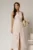 Rochie DY Fashion midi roz din in cu nasturi pe bust fara maneci