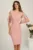 Rochie DY Fashion midi roz din stofa conica cu maneci din dantela