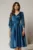 Rochie DY Fashion midi turcoaz din tafta cu maneci din voal cu lurex