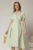 Rochie DY Fashion midi verde fistic cu decolteu petrecut si curea in talie