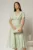 Rochie DY Fashion midi verde fistic cu guler ascutit si maneci scurte cu nasturi